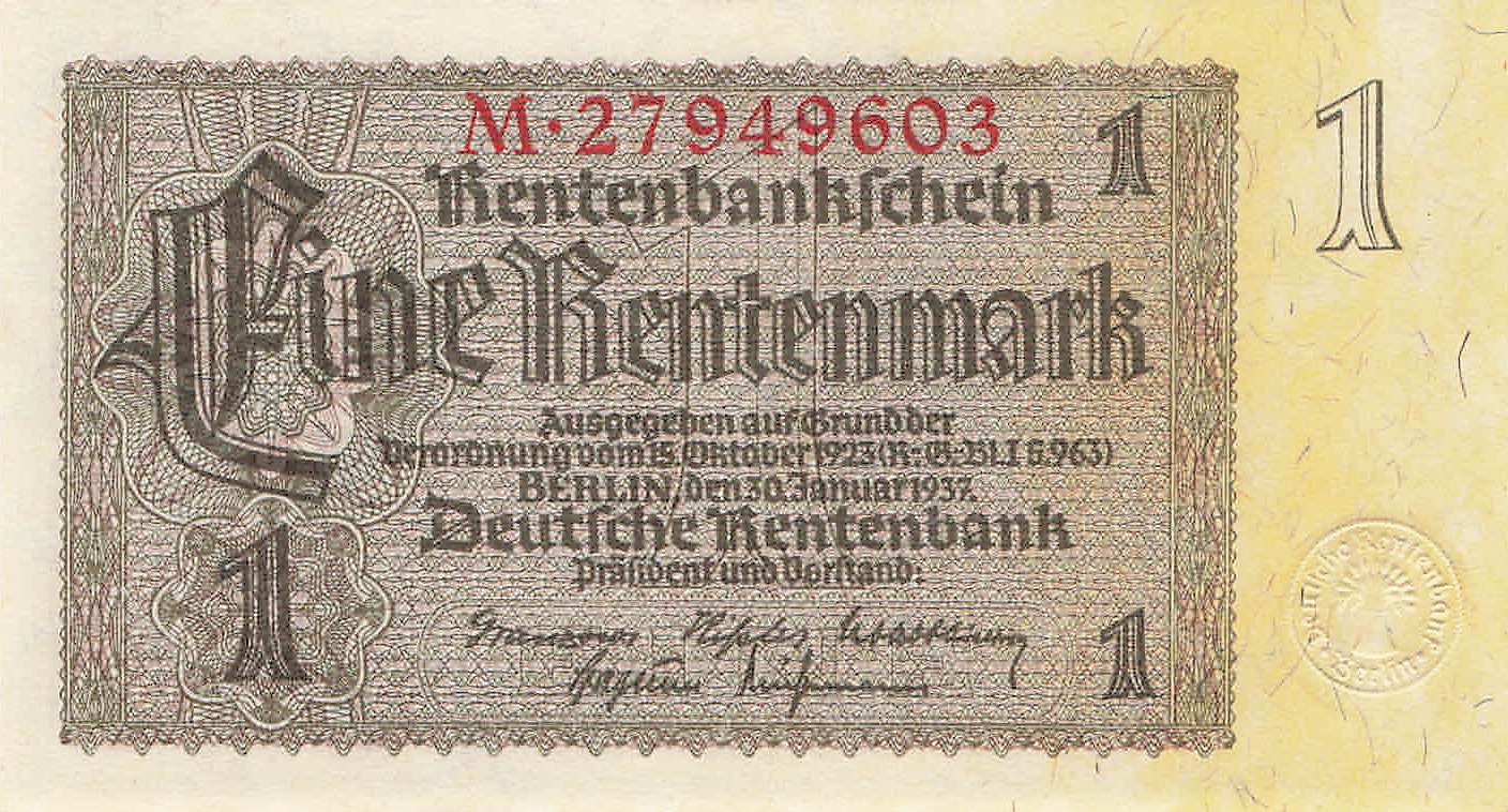 Ro. 166 1 Rentenmark 1937